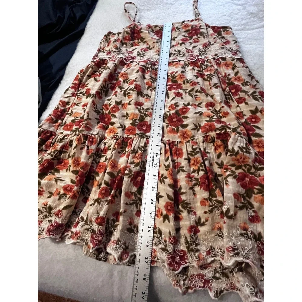 American Eagle Floral Babydoll Mini Dress Medium Lace Trim Boho Cottagecore M - Picture 7 of 10